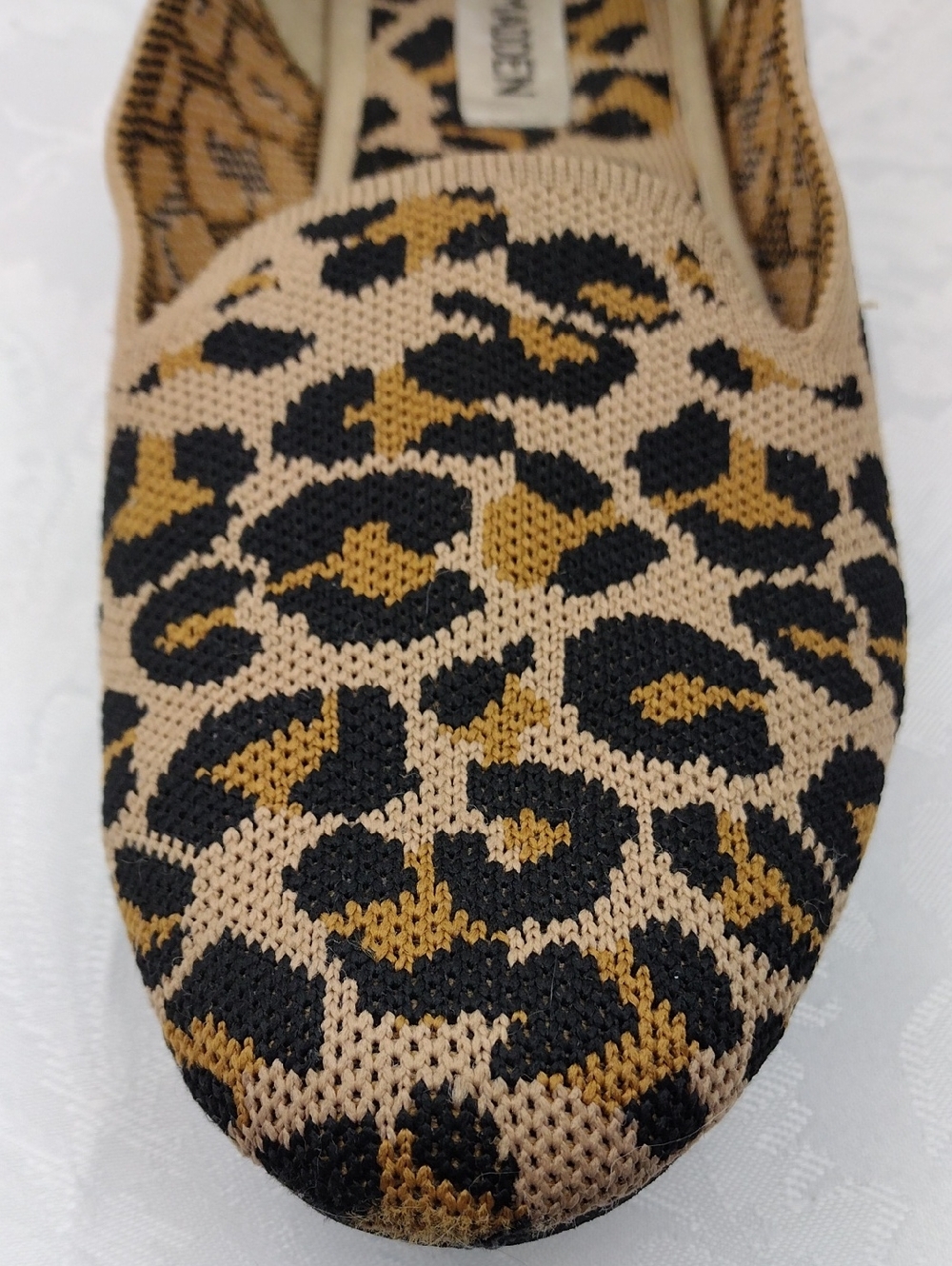 Steve Madden Tan Classic Leopard Print Fabric Upper Almond Toe Slip On Flat Shoe - Picture 13 of 16